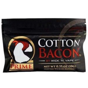 Cotton Bacon Prime Wick N Vape PRIME is our breathable cotton fabric specifically designed for RTA, RDTA and squonking. PRIME uses a different type of cotton that naturally has coarser fibers. These thicker fibers allow cotton to absorb liquid. PRIME is still everything you love about Cotton Bacon V2, but with even faster moisture management. That means no changes and no breaks in time. It is tasteless, free from impurities, natural oils and pesticides. Each PRIME pouch contains 10 cotton strips and includes our exclusive Scratch and Reveal product authentication sticker. Cotton Bacon is the first wick for vapers. No more taste interruptions. Proprietary purification process, combined with clean room packaging practices, ensures the user receives the purest flavor, right from the start. To reduce costs and increase convenience