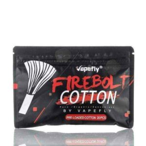 Vapefly Firebolt Cotton 20pcs pack introduces Firebolt Cotton, a natural cotton solution to aid in the moisture wicking of finished 3mm spools. The cotton is 100% Japanese organic cotton and free from harmful chemicals. The practical part is made without acetone or glue. this Vapefly cotton is designed to fit pre-made 3mm diameter coils. Vapefly Firebolt Cotton is perfect for refillable atomizer, refillable tank atomizer, bottom feed atomizer.