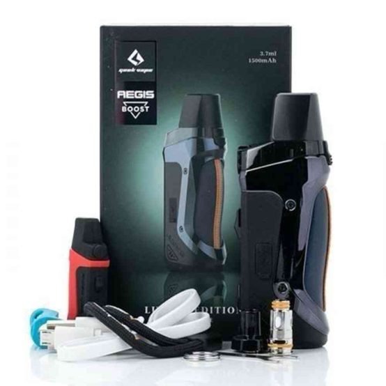 The Geekvape Aegis Boost luxury edition Pod Mod Kit 40w  is one of the lightest pod mods that supports a maximum of 40 watts, and is equipped with a 1,500mAh battery. Aegis Boost LE Pod Mod two system device that supports the usage of both Pod and an RDTA. Provided in the packaging are two separate coils and tips specifically designed for MTL & DTL vaping experience.