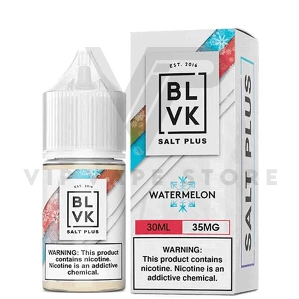 BLVK Watermelon iced salt plus 30 ml blend that captures the essence of frozen watermelons, extracting the delightful nectar. offers a refreshing and juicy watermelon flavor, enhanced by a cool menthol twist, delivering a perfectly balanced and invigorating vaping experience. It's a delightful combination of sweet watermelon and a chilling sensation that's sure to quench your thirst for a satisfying and refreshing puff Size: 30ml bottle Strength: 20, 35 & 50 MG VG/PG Ratio: 50/50 Brand Origin: BLVK pink series Ingredients: PG, VG, natural and artificial flavors.