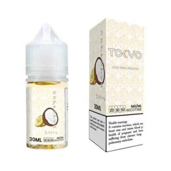 Tokyo salt Pina Colada 30ml creamy blend of pineapple and coconut that will transport you to a tropical paradise. Dive into a refreshing cloud of flavor that will make you feel like you're partying on a summer beach. Savor the delightful combination of sweet pineapple and creamy coconut, creating a truly irresistible taste sensation. Size: 30ml bottle Strength: 35 & 50 MG VG/PG Ratio: 50/50 Ingredients: PG, VG, natural and artificial flavors.
