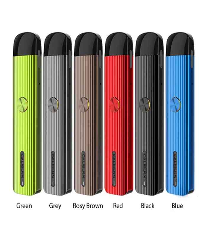 Uwell CALIBURN G Pod kit System, featuring a 690mAh battery, adjustable airflow system, and holds up to 2mL of e-Juice or nicotine salts.