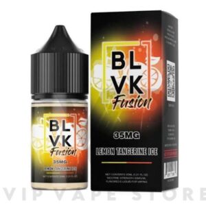Iced Lemon Tangerine Blvk Fusion 30ml an irresistible citrus overload that combines the tangy zest of lemons with the zing of tangerines, all perfectly chilled to create an invigorating, offers a harmonious fusion of sour and sweet, with a refreshing twist. Size: 30ml bottle Strength: 20, 35 & 50 MG VG/PG Ratio: 50/50 Ingredients: PG, VG, natural and artificial flavors.