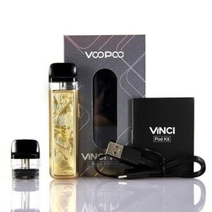 Voopoo Vinci Royal edition pod kit with 800 mah battery is a first pod kit device in Vinci series with amazing experience hand crafted art and a latest technology of leak resistance structure and adjustable airflow and more than this it has type c fast charging with 2ml capacity of tank with a beauty of un beatable body