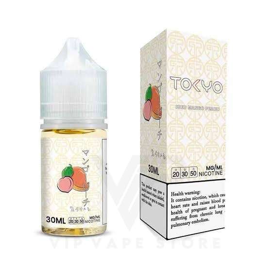 Tokyo salt Iced mango peach 30ml expertly crafted blend combines the luscious sweetness of ripe mangoes and succulent peaches, delivering a flavor-packed experience that's both refreshing and invigorating. Crafted from high-quality ingredients, this salt nicotine concoction ensures a crisp and clean sensation with every puff. harmonious fusion of the tantalizing flavors dance on taste buds, creating a delightful symphony that captures the essence of a tropical paradise. Elevate your vaping journey with Tokyo Mango Peach Ice Salt, where quality ingredients meet a burst of fruity goodness in every inhale, leaving you craving more of its delectable allure.