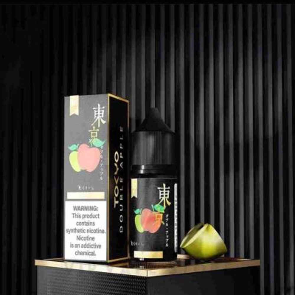 Iced Double apple 30ml Tokyo Golden series intertwines the vibrant zest of sour green apple with the luscious sweetness of red apple, crafting a dynamic flavor symphony. delivers a refreshing burst of fruitiness, creating a unique cloud that tantalizes the taste. Embrace the crisp sourness upon inhalation, followed by a cool, fruity exhale Size: 30ml bottle nic level: 20, 35 & 50 MG VG/PG Ratio: 50/50 Ingredients: PG, VG, natural and artificial flavors. Buy Complete variety of Tokyo black series flavor best price