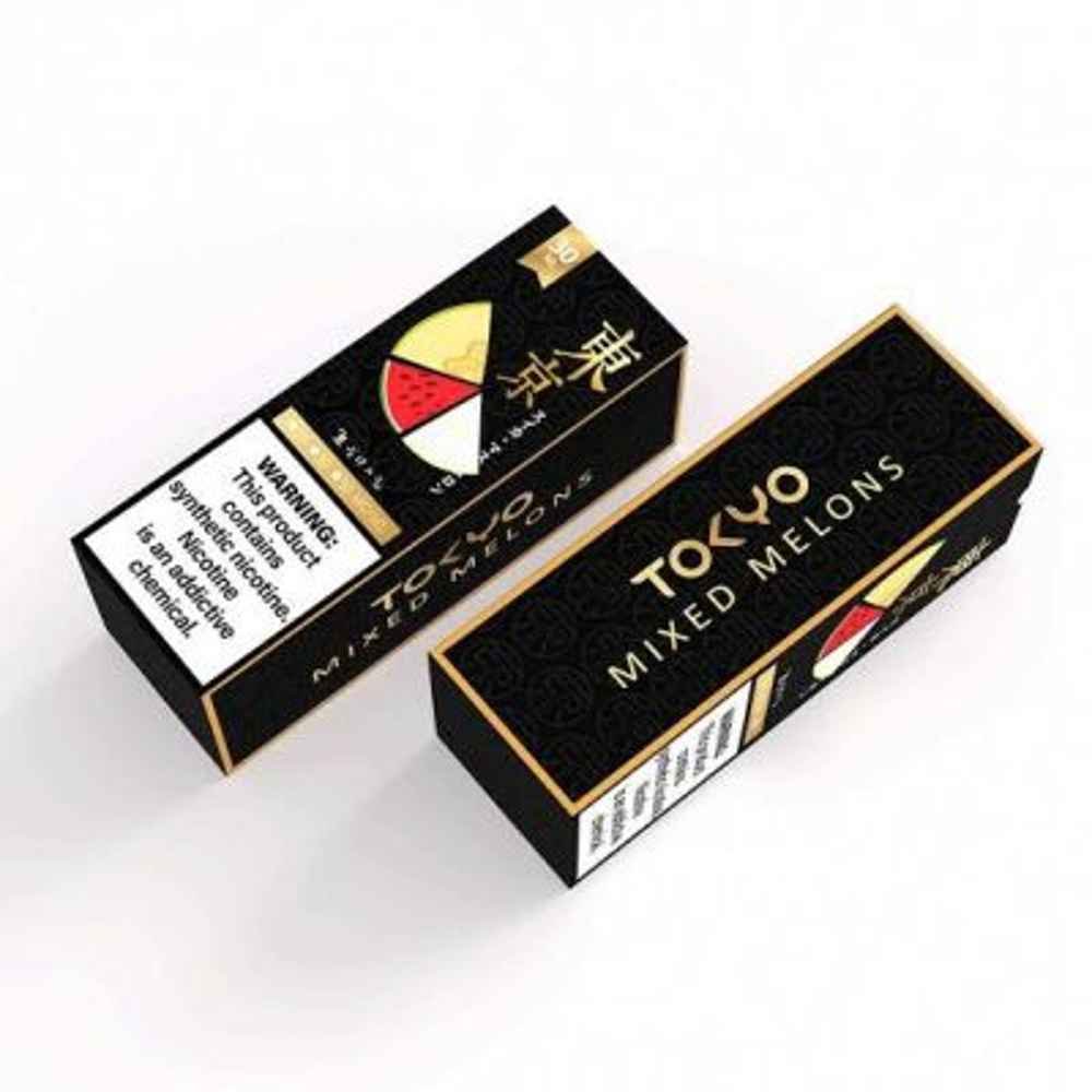 Iced Mixed melons 30ml Tokyo Golden series the succulence of watermelons with the sweetness of honeydew and the rich flavor of cantaloupe. crafted blend results in a delightful symphony of fruity goodness a refreshing touch of menthol. With each inhale, the juiciness of ripe melons, and as exhale, revel in the cooling sensation. It's a harmonious fusion that captures the essence of summer, delivering a crisp and invigorating taste Size: 30ml bottle nic level: 20, 35 & 50 MG VG/PG Ratio: 50/50 Ingredients: PG, VG, natural and artificial flavors.