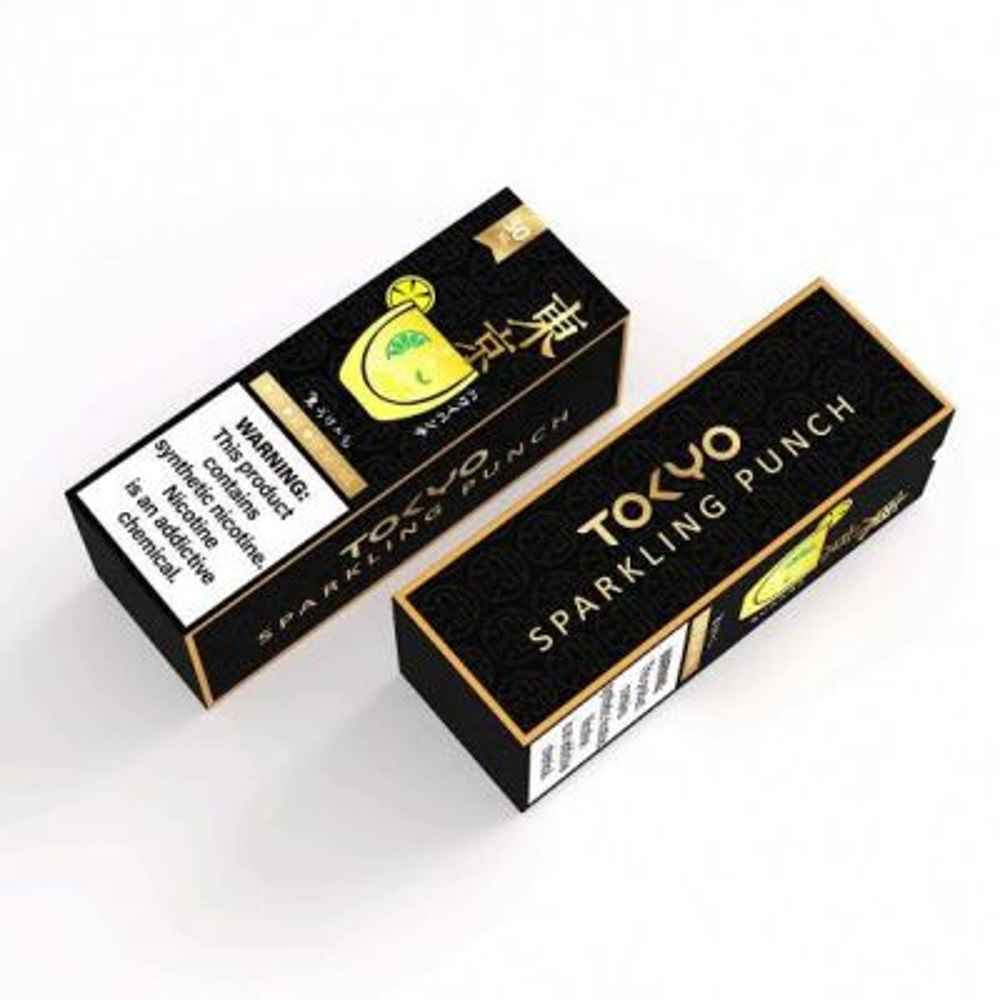 Iced sparkling punch 30ml Tokyo Golden series Dive into the invigorating a flawless combination of citrus and sweetness that intertwines in perfect harmony. With each inhale, experience a burst of bright, sweet flavors that captivate the senses, followed by a subtle exhale carrying a mild tang. Size: 30ml bottle nic level: 20, 35 & 50 MG VG/PG Ratio: 50/50 Ingredients: PG, VG, natural and artificial flavors.