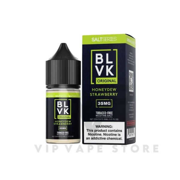 BLVK Honeydew strawberry original salt 30ml Savor a never-before-experienced explosion of flavor with the tantalizing combination of juicy honeydew melon chunks and a medley of mixed berries. a delightful fusion of sweet and fruity notes, that's bursting with freshness and vibrancy.