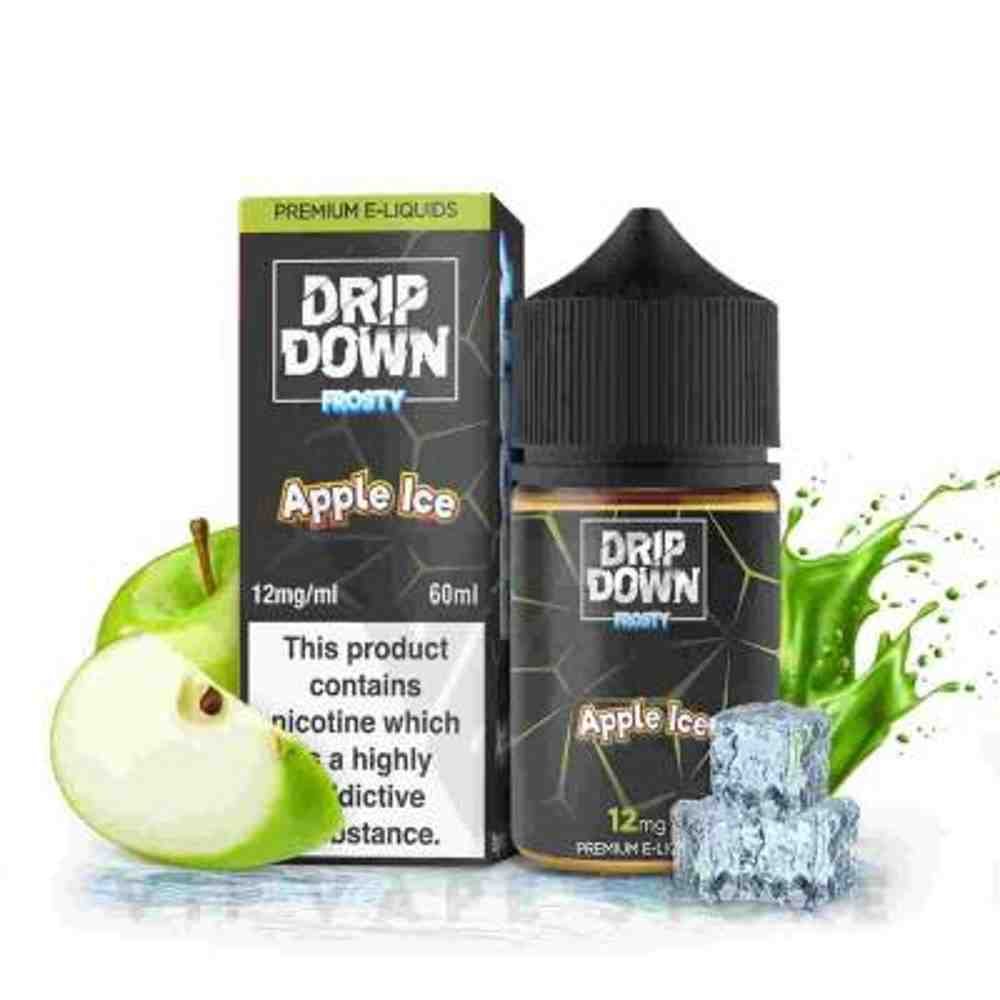Drip down frosty Apple ice 60ML a delightful creation crafted with the crisp apples plucked from the trees, forming delightful clouds with the tangy notes of green apple. Reviews of Drip Down e-juice often highlight the sour and tart inhale, followed by a refreshing minty fruit sensation on the exhale Finally at best price Vape Store outlet online and retail so we offer the most convenient services to our customer. Our timing is so long with no holiday so simply place an order and collect it by your self or deliver it to your door step asap. Drip down frosty Apple ice 60ML E liquid Available at VIP vape store Pakistan in 30ml (Salt Nic) 60ml Chubby Gorilla Bottles.