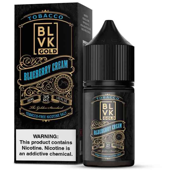 BLVK Tobacco Gold Blueberry cream 30ML the perfect combination of fruit with tobacco for the first time, blueberry cream and tobacco when combines they refresh the taste of inhale, while creamy taste on exhale.