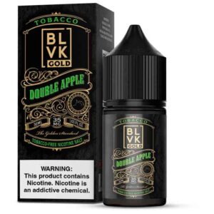 BLVK Tobacco Gold Double apple 30ML nicsalt the perfect combination of fruit with tobacco for the first time, apple with tobacco when combines they refresh the taste red apple when inhale, while green apple taste on exhale.