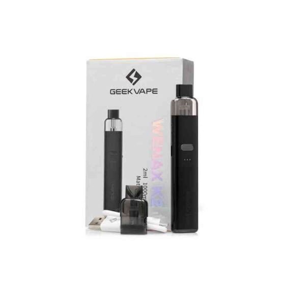 Geekvape Wenax K2 Pod kit 1000Mah  18w 2ml indulge in the ultimate MTL experience with this sleek and well-polished metallic pod system. With precise control over airflow and output, it provides a customizable flavor to your favor. Wenax K2, the vape that lets you love to chill Comparison Between Geekvape Wenax K2 &Wenax K1 & Wenax K1 Se Geekvape Wenax K2 pod kit features: Ultimate MTL Experience Same Cartridge as Wenax K1 Precise Adjustments for Airflow 3-level Power Adjustments 1000mAh Battery Intelligent Indicators for Device Status Auto-draw & button-triggered 18W Max Output