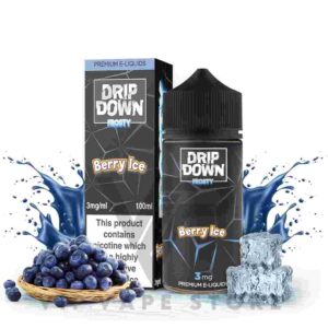 Drip down frosty Berry ice 100ML perfect blend of sweet and refreshing combines the tarty sweetness of blueberries with a cool and invigorating menthol finish. Ideal for all-day vaping, an excellent choice for menthol enthusiasts seeking a fruit flavor that isn't overly sweet. Indulge in the balanced fusion of fruity delight and icy freshness for a satisfying vaping experience. Size: 100ml bottle Strength: 0, 3, 6 MG VG/PG Ratio: 70/30 Brand Origin: Drip down Ingredients: PG, VG, natural and artificial flavors.