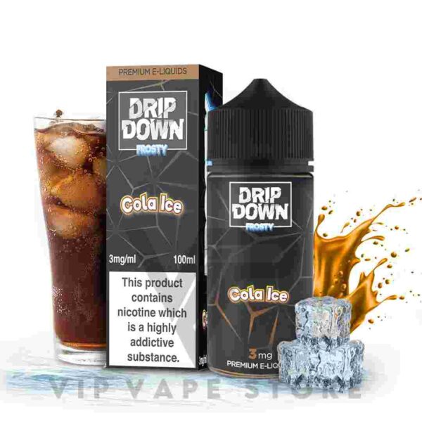 Drip down frosty Cola ice 100ML e-liquid offers a fizzy and refreshing vape experience with a chilling kick. Enjoy the familiar and sweet flavor of cola infused with a cool ice twist, resulting in a perfectly balanced vaping sensation. Indulge in the delightful blend of sweetness and refreshment for an enjoyable and satisfying vaping experience. Size: 100ml bottle Strength: 0, 3, 6 MG VG/PG Ratio: 70/30 Brand Origin: Drip down Ingredients: PG, VG, natural and artificial flavors.