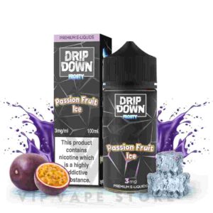 Drip down frosty passion fruit ice 100ML combines the freshness of passion fruit with a touch of mild ice and sweet honey, creating a delicious flavor that will keep you vaping all day. Considered one of the most fantastic fruit-treat e-juices available, it offers a juicy and sour inhale, followed by a satisfyingly icy and fruity exhale. Treat yourself to this delightful blend for a truly enjoyable vaping experience. Size: 100ml bottle Strength: 0, 3, 6 MG VG/PG Ratio: 70/30 Brand Origin: Drip down Ingredients: PG, VG, natural and artificial flavors.