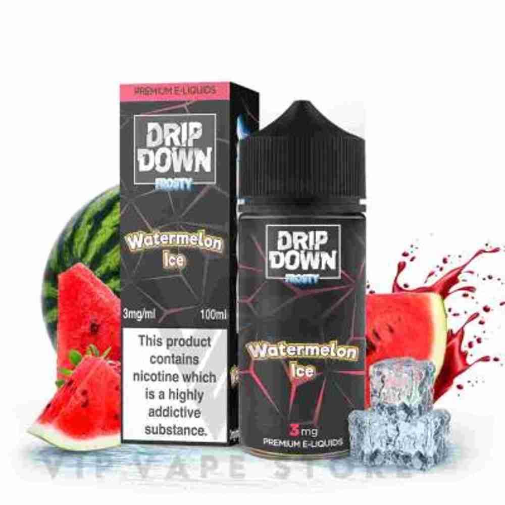 Drip Down Frosty watermelon Ice 100ml delivers a burst of watermelon flavor that tastes just like a ripe and luscious fruit, freshly sliced from the icebox on hot summer days.