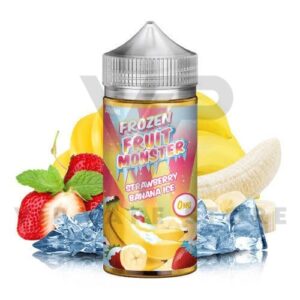 Frozen fruit monster strawberry banana ice 100ml delightful combination of sweet, sun-ripened strawberries and creamy bananas offers a unique and tantalizing blend of flavors that capture the essence of summer. What sets it apart is the added touch of menthol, delivering a refreshing and cool sensation with every inhale. Each puff is a journey through the orchards, filled with the goodness of fresh fruit and a chilly breeze. can savor this delectable fusion for an extended vaping experience. Elevate game with the perfect balance of fruity sweetness and icy coolness in every hit. Size: 100ml bottle Strength: Ready to Vape VG/PG Ratio: 75/25 Origin: US-Monster Vape Labs Ingredients: PG, VG, natural and artificial flavors.