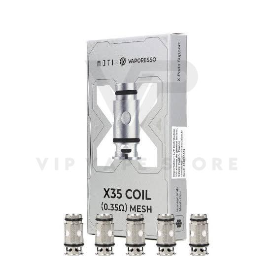 Vaporesso moti X mini replacement coils specifically designed for compatibility with the 0.35 29w moti x mini kit by vaporesso. These coils boast a distinctive honeycomb-style mesh that ensures faster and more even heating, resulting in extended coil life. Perfect for those who favor a Direct To Lung (DTL) inhale