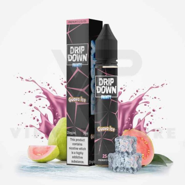Drip down Guava ice 30ml exquisite amalgamation that intertwines the inherent sweetness of ripe, tropical guavas with the invigorating embrace of a refreshing menthol breeze. greeted by the tantalizing essence of sun-ripened guavas, their lush and juicy sweetness, only to be gracefully balanced by the brisk, icy touch of menthol, lending a revitalizing and invigorating sensation. This symphony of flavors offers a delightful juxtaposition, where the tropical fruitiness and the cooling menthol intertwine harmoniously, creating an alluring reminiscent of a stroll through a vibrant, sun-soaked orchard, uplifted by a revitalizing breeze. Size: 30ml bottle Strength: 25, 50 MG VG/PG Ratio: 70/30 Ingredients: PG, VG, natural and artificial flavors.