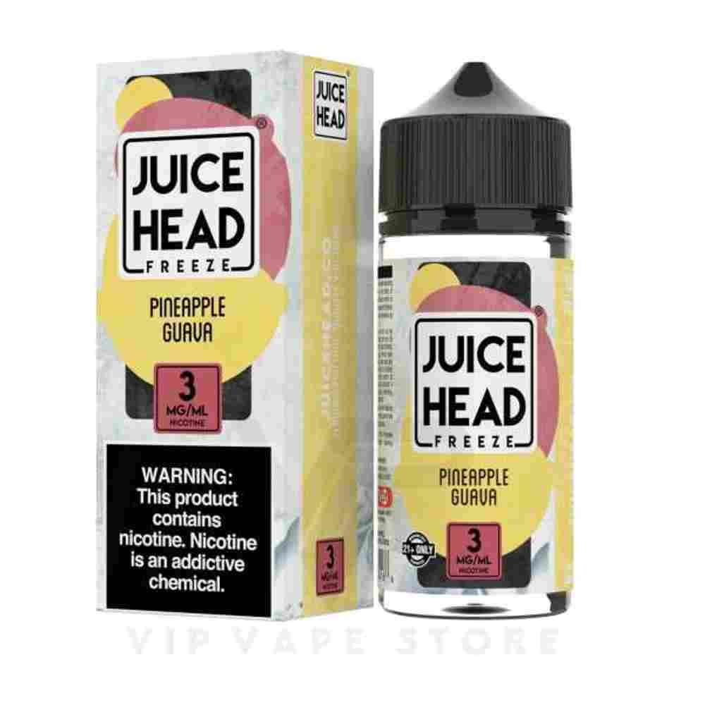 Juice head Pineapple Guava Extra freeze 100ml promises a delectable and richly flavorful encounter. A harmonious blend of pineapples, guavas, and a touch of menthol ensures that each inhalation delivers an exhilarating burst of icy goodness. Dive into the refreshing world of, where the fusion of tropical fruits and menthol is truly exceptional. It delivers a remarkable blend that captivates the taste buds with its enticing and satisfying taste. The combination of flavors with ice creates a uniquely refreshing and delightful 3mg, 6mg,