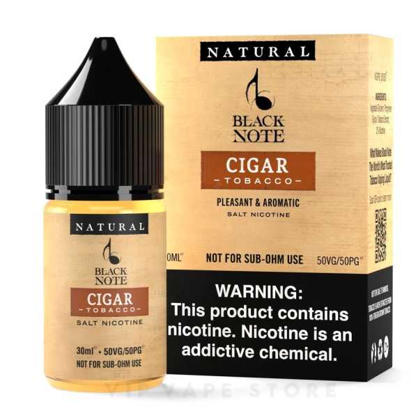 Black Note Cigar Blend 30ml- Pleasant & Aromatic In the midst of tropical humidity, an exceptional cigar tobacco thrives, nurtured by the moist embrace of its surroundings. Through a meticulous dark air-curing process, these leaves reveal a symphony of flavors—a journey from a subtly sweet melody to a hint of gentle spice, all elegantly entwined with rich, nuanced smoky undertones. This experience transcends mere smoke; it's an expedition delving into the lush terroir and masterful craftsmanship converging to craft a multi-sensory tapestry.