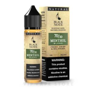 Black Note Menthol blend 60ml Crafted with precision, premium blend merges sun-cured organic Oriental tobacco with a refreshing menthol extract from organic peppermint leaves. an ultra-smooth, fresh, and crisp vaping sensation, an experience akin to the finest menthol cigarette brands.