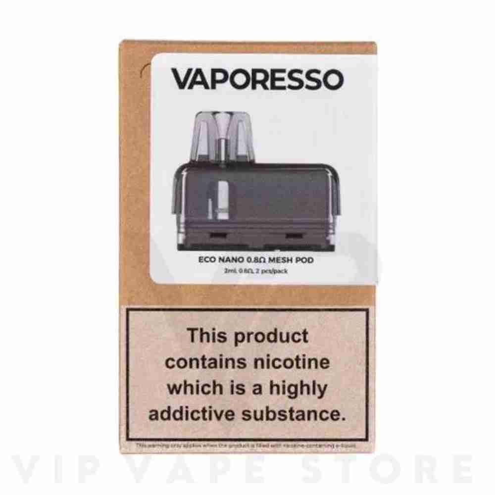 Vaporesso Eco Nano Replacement Pod designed with a generous 6mL fill capacity to ensure prolonged use. These pods feature an integrated 0.8ohm mesh coil, delivering optimal performance for a satisfying vaping experience. Conveniently bottom-filled behind a silicone stopper, the Vaporesso ECO Nano Replacement Pods offer easy and mess-free refilling.