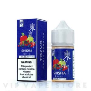 Apple Berries 30ml Tokyo the Shisha series sweetness kissed with a hint of tartness that sets mouthwatering. Berries in a Medley picture a vibrant mix of ripe berries, raspberries, blueberries, & a touch of blackberry their juicy sweetness harmonizing with the apple's crunch. VG/PG: 50%/50% Size: 30 ml Nicotine Strength:  0mg, 20mg, 35mg/50mg