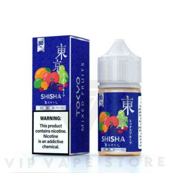 Mixed Fruit 30ml Tokyo the Shesha series Imagine sunny mango & tangy pineapple, a vibrant berry medley, or a citrusy tango – the fruit world is your oyster. Beyond vapes, whip up tropical sorbets, fruity candy surprises, or orchard-inspired cocktails. Unleash your inner mixologist, paint your taste buds with juicy hues, and discover your own fruitastic masterpiece VG/PG: 50%/50% Size: 30 ml Nicotine Strength:  0mg, 20mg, 35mg/50mg