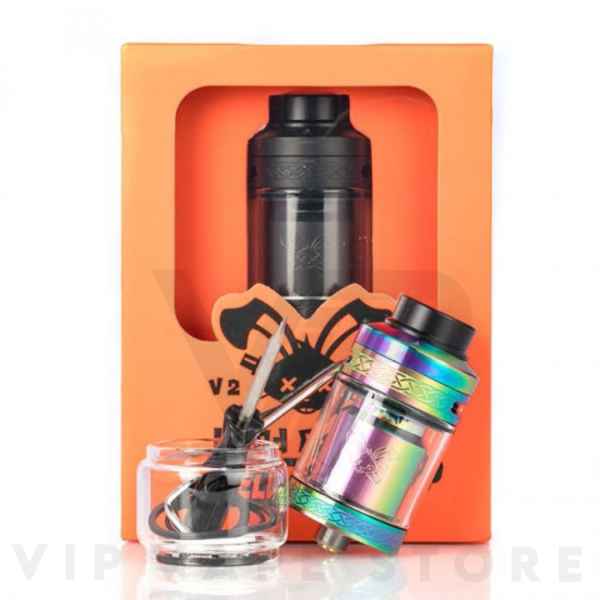 Hellvape Dead Rabbit V2 Rta Tank cutting-edge rebuildable tank atomizer that combines innovative features for an exceptional vaping experience. Crafted from robust stainless steel, the Dead Rabbit V2 RTA boasts a dual Y-shaped build deck with side-connected coils for efficient and straightforward coil installation The sliding top fill system allows easy and mess-free refilling directly into the 5mL bubble glass, with a 2mL straight glass option included. The base is equipped with a threaded 510 connection and a thermal insulation plate for effective heat dissipation, ensuring optimal performance and protection for your mod.