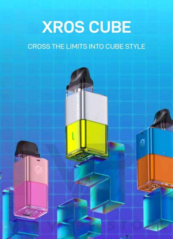 Vaporesso Xros Cube pod kit compact and cube-shaped MTL innovation with the XROS CUBE, the latest addition to the XROS series. Boasting COREX Heating Tech and adjustable airflow, this device ensures precise and enduring flavor, extending your enjoyment by 50%. Its high compatibility XROS pods offers a diverse range of options to cater to preferences. Embrace the innovation and convenience that the XROS CUBE brings to the world of MTL devices, delivering a satisfying and lasting flavor journey. This ultra-compact cube-shaped pod kit delivers stunning taste, powerful performance, and unwavering reliability - all wrapped in a sleek, eye-catching design. Vaporesso Xros cube pod kit features: Dimensions: 72 x 24.9 x 27.8 mm Weight: 50.6g SSS anti leaking technology Neon indicator Output Power 11-16w compatible with all Xros Cartridges Top Fill Airflow Adjustments Precise Output Adjustments Package List Vaporesso Xros Cube Vape 0.8 Ohm cartridge (built in) 1.2 Ohm replacement pod (Spare) Type-C cable User Manual
