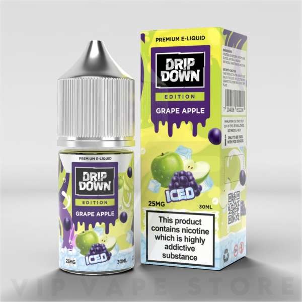 Grape apple by Drip Down 30ml Dive into a vibrant blend of juicy grape and crisp apple. This refreshing e-liquid offers a playful balance of sweet and tart, perfect for an invigorating experience.