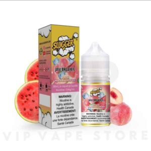 Peach watermelon Ice Slugger Jaw breaker series 30ml Craving a taste of summer? Look no further than slugger for pod systems! This delightful e-juice blends the sweetness of perfectly ripe peaches with the juicy refreshment of watermelon, offering a burst of summer flavor in every puff. A cool menthol finish adds an invigorating twist, making each puff a delightful escape. Available in various nicotine strengths, Peach Watermelon Ice caters to vapers who enjoy fruity and refreshing flavors with a touch of coolness. Dive into Summer with Peach Watermelon Ice by Slugger Jawbreaker 30ml