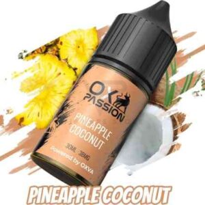 Discover the irresistible combination of sweet pineapple and creamy coconut with Pineapple Coconut 30ml OX Passion by OXVA. Whereas enhance your vaping experience with this deliciously tropical flavor that will transport you to a paradise in every puff. While a must-try for those who crave a smooth and fruity sensation. Island Escape in Every Puff: Pineapple Coconut 30ml by OXVA So Indulge in paradise with Pineapple Coconut by OXVA 30ml. This tropical e-liquid blends juicy pineapple with creamy coconut for a taste bud vacation. Each puff transports you to a beachy bliss, but perfect for those seeking a smooth and refreshingly fruity juice experience