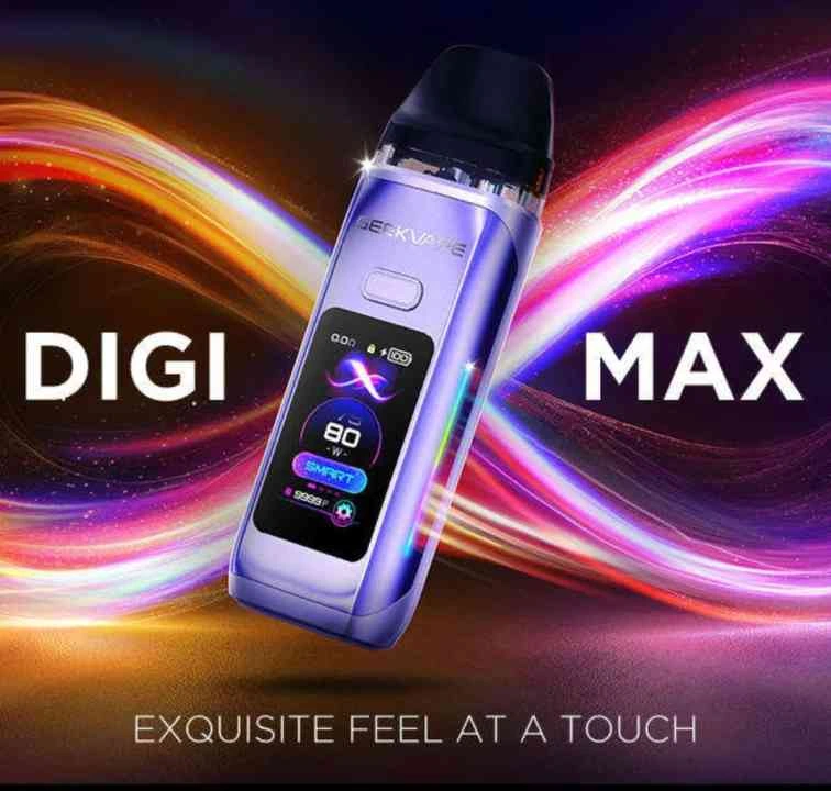 Geekvape Digi Max Pod Mod 80w unleashes powerful performance with its 3000mAh built-in battery, capable of delivering a maximum output of 80W. This stylish device boasts a 1.47-inch interactive touch screen and vibrant RGB flowing light strip, providing an intuitive and visually stunning interface. Designed for seamless vaping the kit features top airflow control for a smooth, leak-free experience and compatibility with both J and JR Pod Cartridges, holding up to 5ml of e-liquid Enjoy customizable vaping with options for both auto-draw and button activation, tailored to suit your unique preferences.