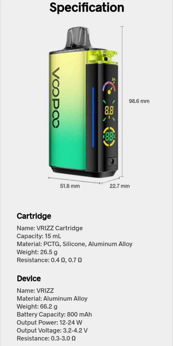 voopoo vrizz specs