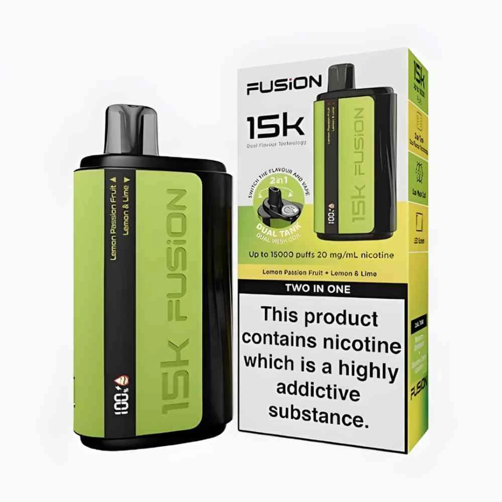 IVG Fusion 2 in 1 Disposable 15000 Puffs Vape, a long-lasting vaping solution designed for simplicity and high performance. With an impressive puff capacity of up to 15,000 puffs, this device requires no refilling or maintenance, providing uninterrupted vaping pleasure. The IVG Fusion 15K Disposable Vape boasts an extensive range of premium flavors, carefully crafted to deliver rich, smooth, and satisfying taste