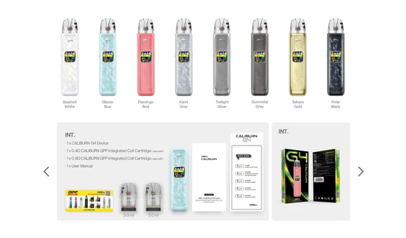 Uwell Caliburn G4 Pod Kit box