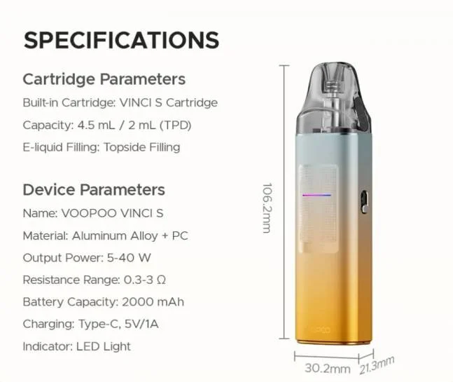 Features & reviews of Vinci S vape device