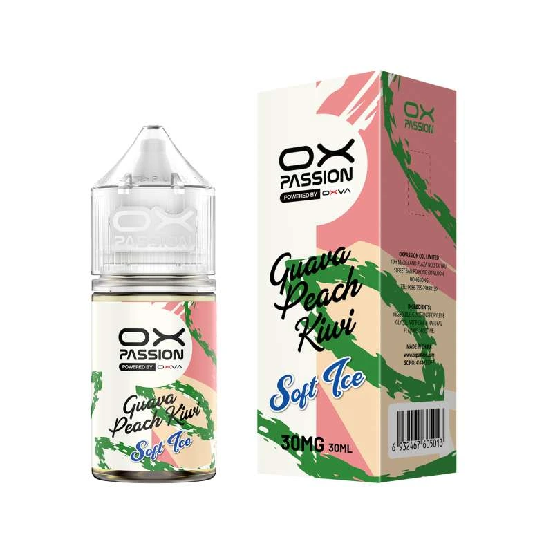 Guava peach kiwi ox passion 30ml soft ice special flavor for pod kits.