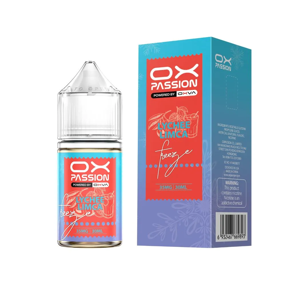 Lychee Limca Ox Passion Freeze 30ml 35mg 55mg best flavor for low watt vape devices and open systems.